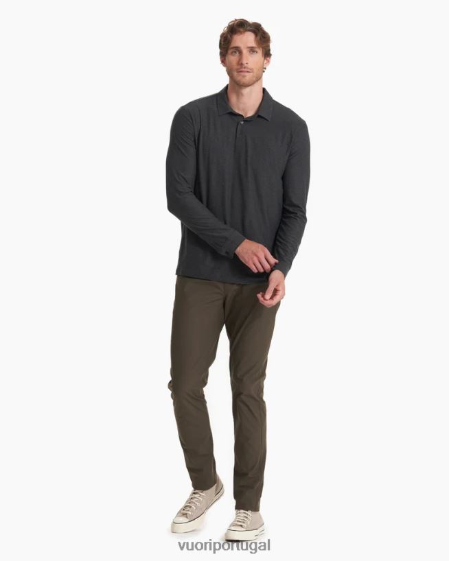 urze de carvão polo strato tech manga longa homens Vuori 68NJ8J533 roupas
