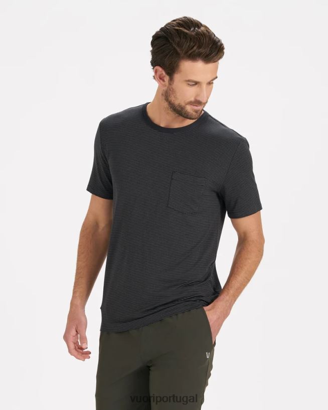 preto camiseta de tecnologia linear homens Vuori 68NJ8J487 roupas