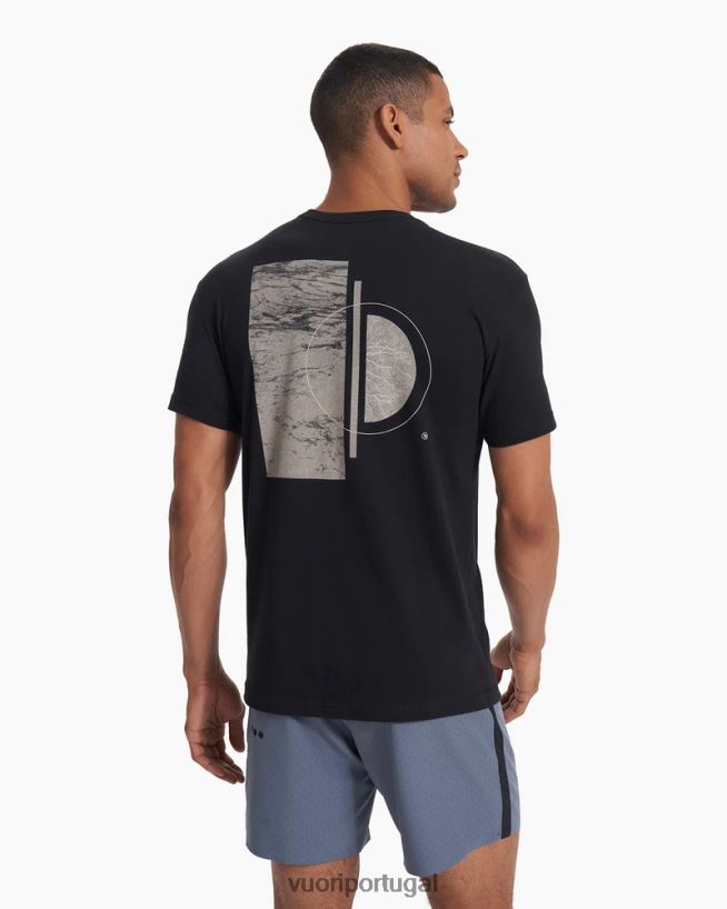 preto camiseta de texturas homens Vuori 68NJ8J514 roupas