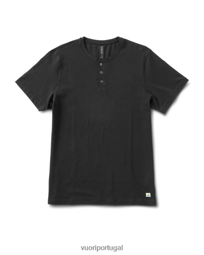 preto manga curta sempre henley homens Vuori 68NJ8J528 roupas