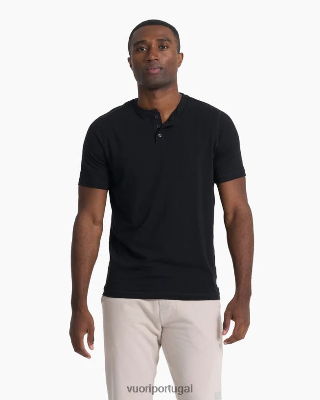 preto manga curta sempre henley homens Vuori 68NJ8J528 roupas