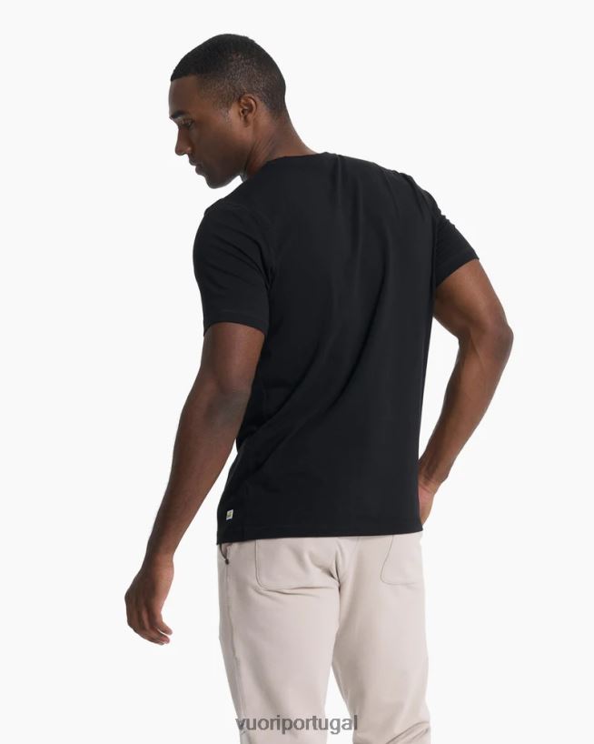 preto manga curta sempre henley homens Vuori 68NJ8J528 roupas