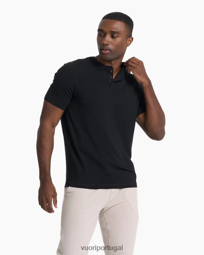 preto manga curta sempre henley homens Vuori 68NJ8J528 roupas