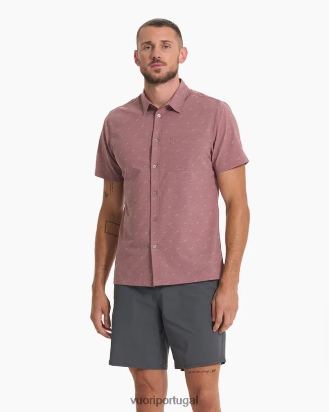 punhal de terracota leve botão ponte de manga curta para baixo homens Vuori 68NJ8J501 roupas