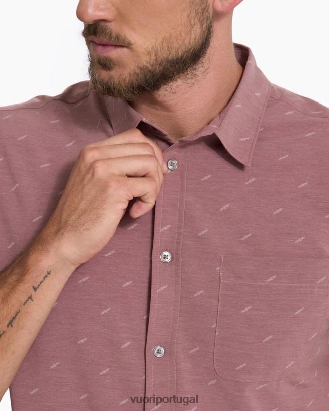 punhal de terracota leve botão ponte de manga curta para baixo homens Vuori 68NJ8J501 roupas