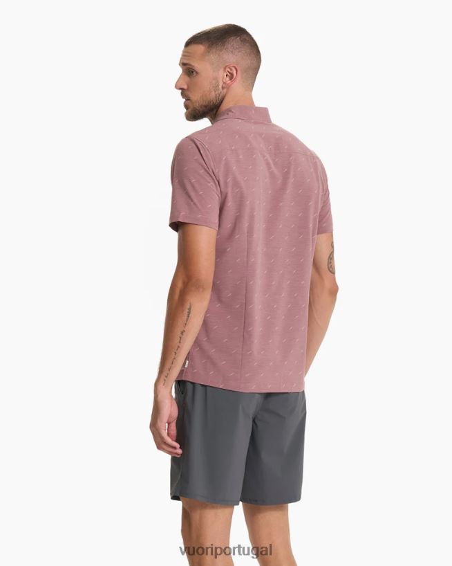 punhal de terracota leve botão ponte de manga curta para baixo homens Vuori 68NJ8J501 roupas