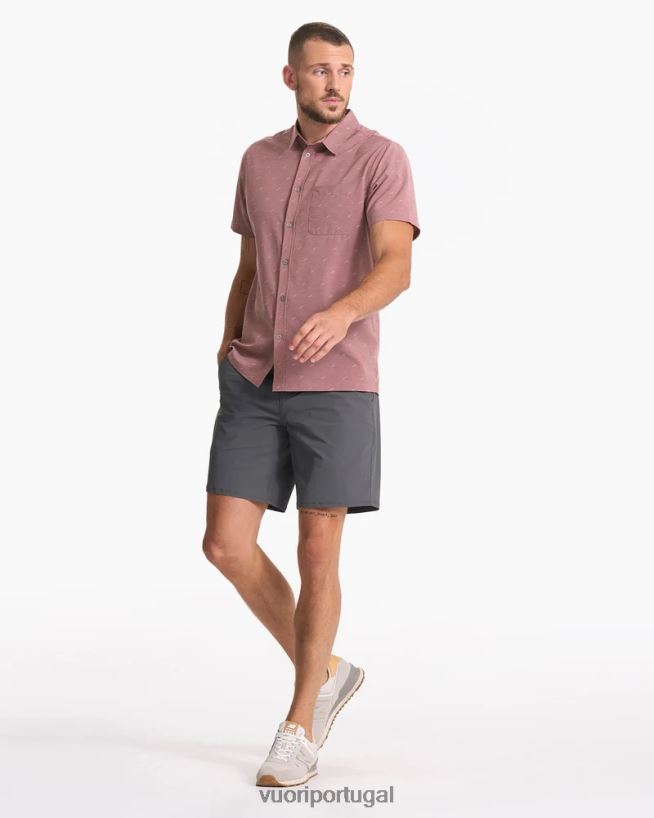 punhal de terracota leve botão ponte de manga curta para baixo homens Vuori 68NJ8J501 roupas