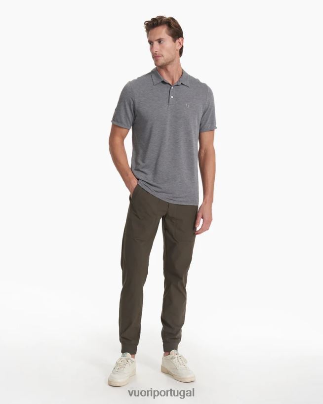 urze cinza polo em sarja tricotada homens Vuori 68NJ8J498 roupas