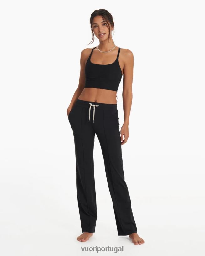 preto calça flare com perna larga halo mulheres Vuori 68NJ8J326 roupas