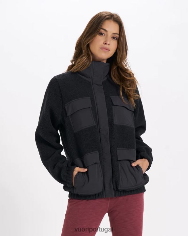 preto jaqueta sherpa utilitária mulheres Vuori 68NJ8J161 roupas
