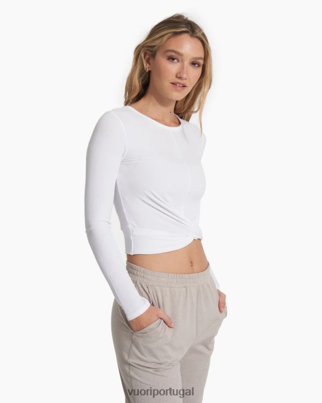 branco camiseta cove twist manga longa mulheres Vuori 68NJ8J130 roupas