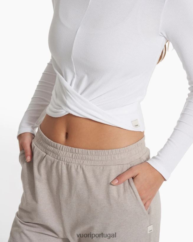 branco camiseta cove twist manga longa mulheres Vuori 68NJ8J130 roupas