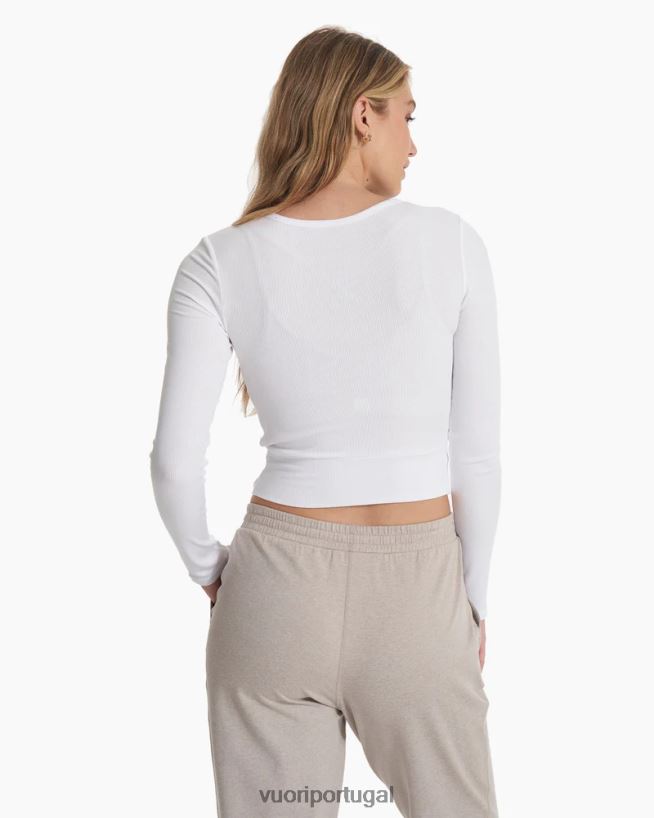 branco camiseta cove twist manga longa mulheres Vuori 68NJ8J130 roupas