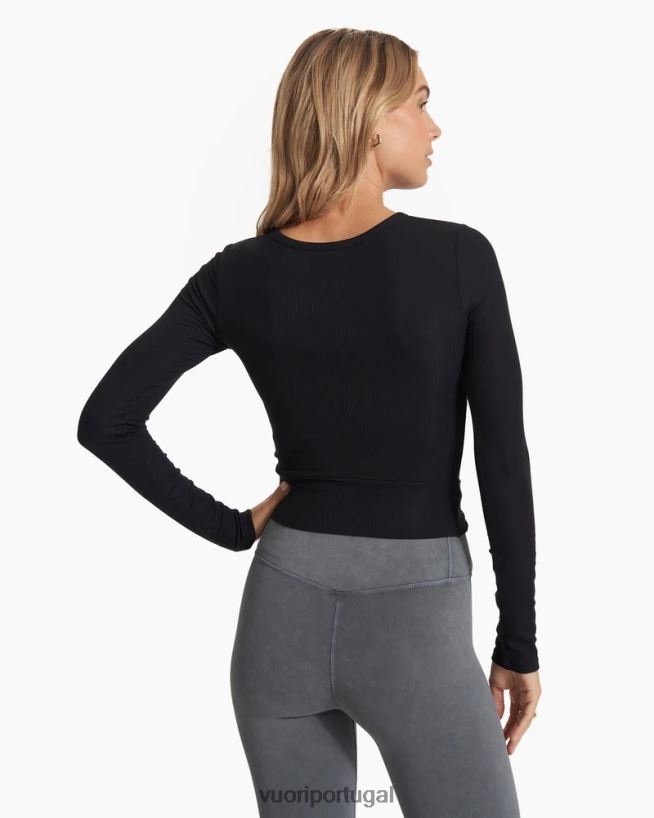 preto camiseta cove twist manga longa mulheres Vuori 68NJ8J131 roupas