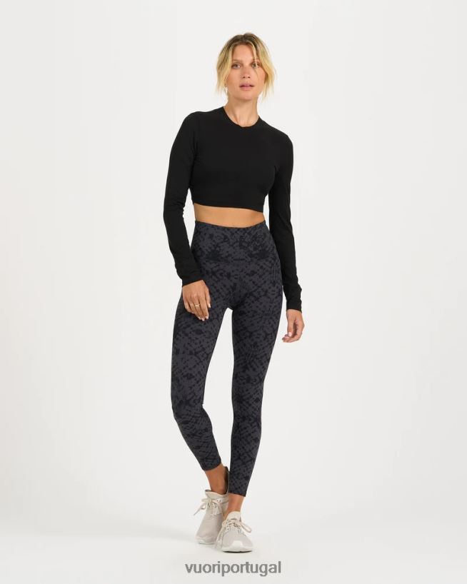 preto camiseta lux crop manga longa mulheres Vuori 68NJ8J127 roupas