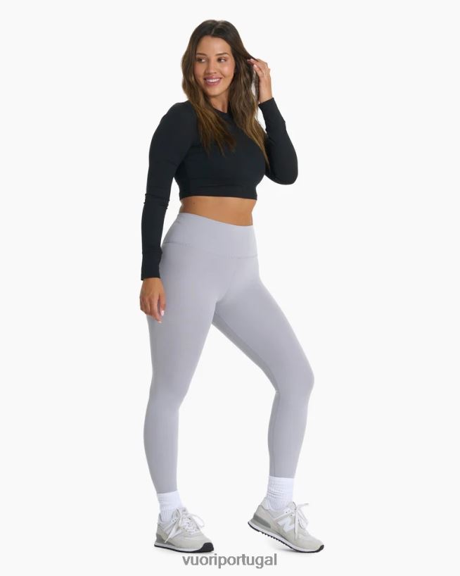 preto camiseta lux crop manga longa mulheres Vuori 68NJ8J127 roupas