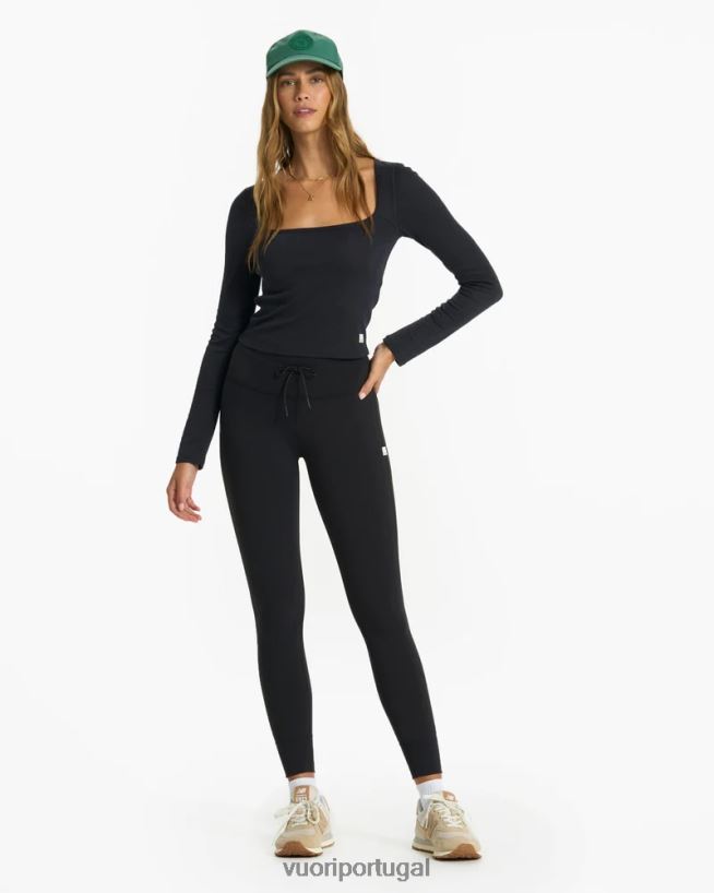 preto manga comprida nascer do sol com gola quadrada mulheres Vuori 68NJ8J120 roupas