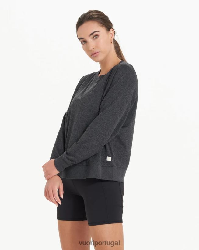 urze de carvão tripulação halo de manga comprida mulheres Vuori 68NJ8J117 roupas