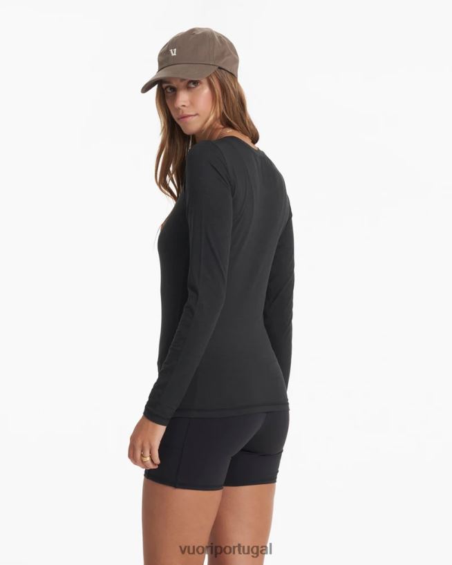 urze preta tripulação lux de manga comprida mulheres Vuori 68NJ8J129 roupas
